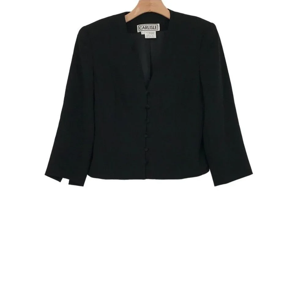 Carlisle women's jacket blazer black formal evening size 6 lined velvet buttons